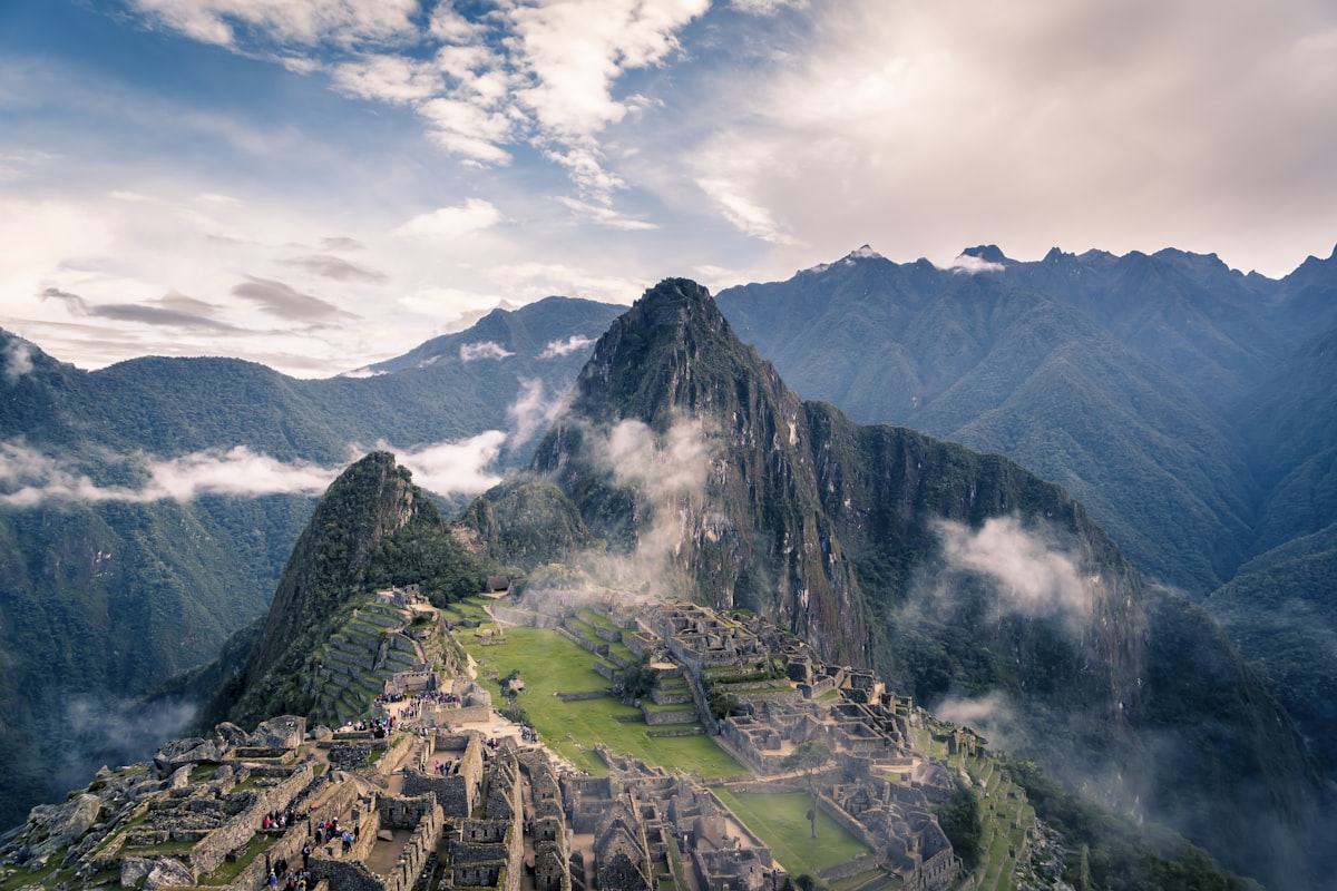 Machu Picchu ruins in morning mist